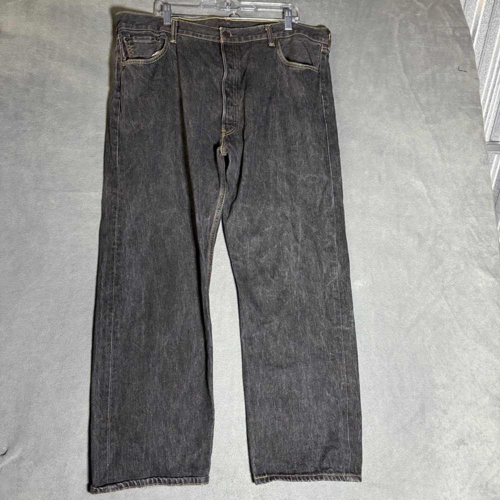 Levis 501 Original Fit Jeans Mens Fits 42X30 Black Straight Leg Button Fly Denim